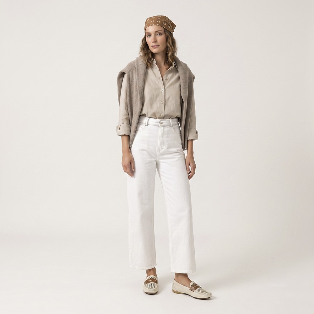 Mocassim Feminino Soleil em Couro Alfa Off White - 45020AO