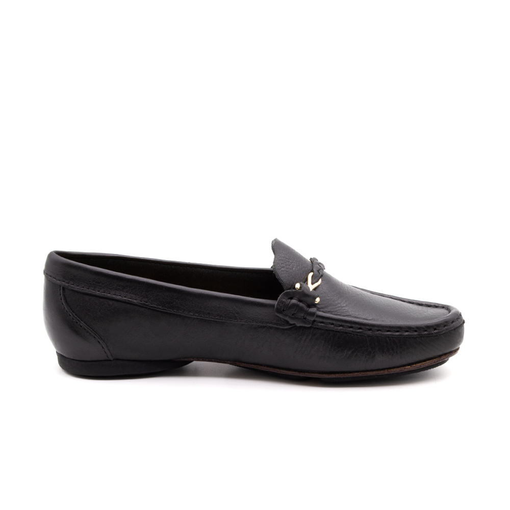 Mocassim Feminino Soleil em Couro Alfa Preto - 45011APR