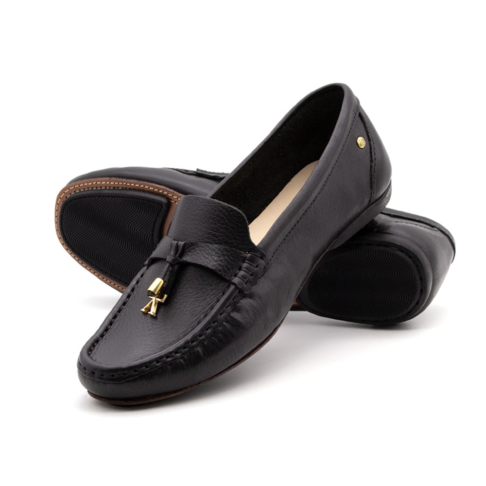 Mocassim Feminino Soleil em Couro Alfa Preto - 45015AP Mocassim Feminino Soleil em Couro Alfa Preto - 45015AP