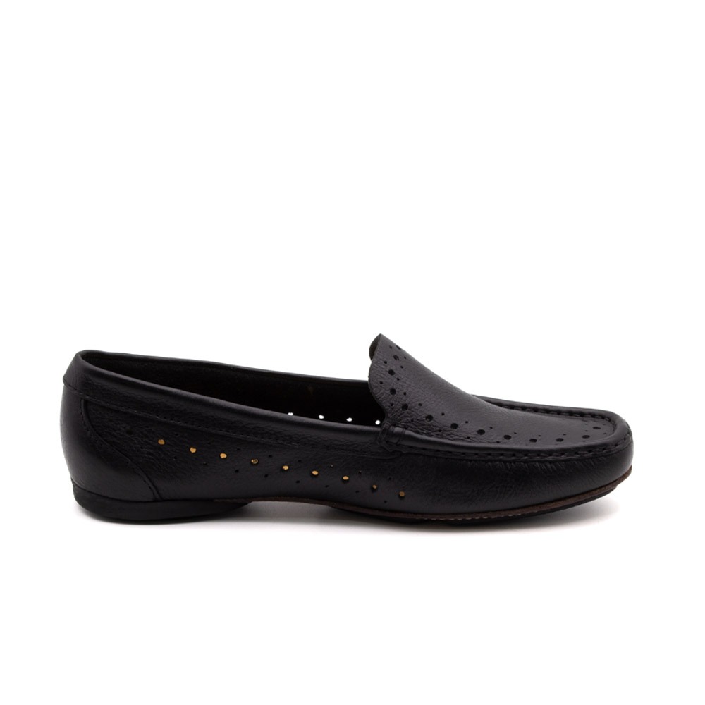 Mocassim Feminino Soleil em Couro Alfa Preto - 45026AP