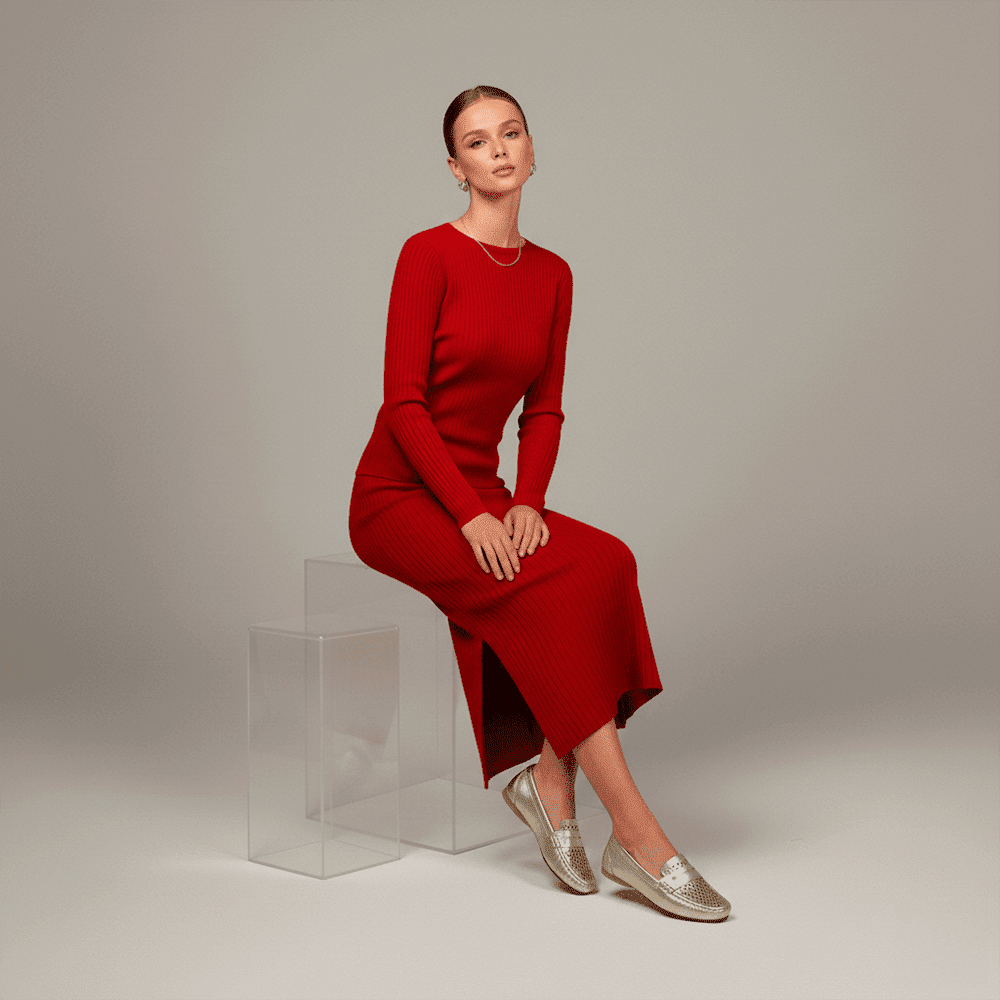 Mocassim Feminino Soleil em Couro Metalic Ouro - 45020MO