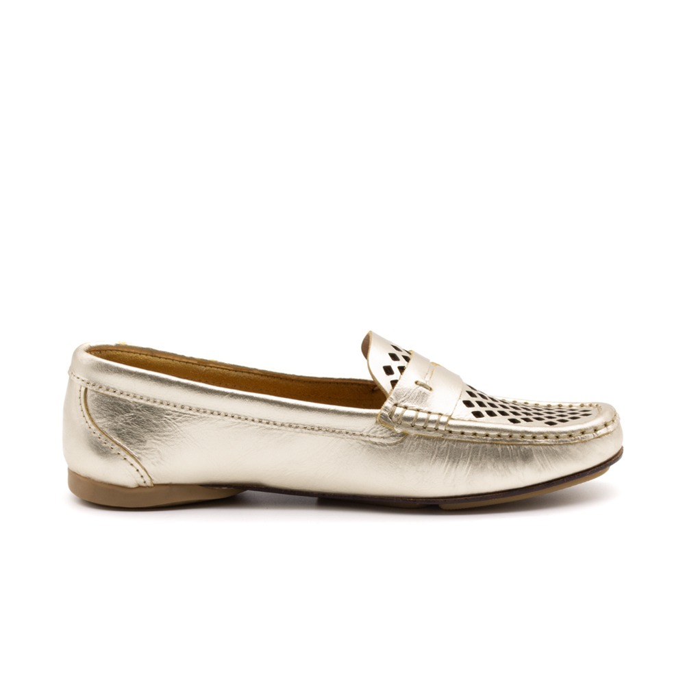 Mocassim Feminino Soleil em Couro Metalic Ouro - 45020MO Mocassim Feminino Soleil em Couro Metalic Ouro - 45020MO