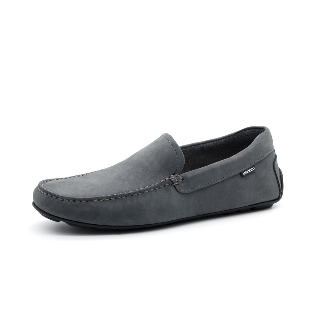 Mocassim Masculino Boss em Couro Nobuck Cinza Escuro - 9850NC Mocassim Masculino Boss em Couro Nobuck Cinza Escuro - 9850NC