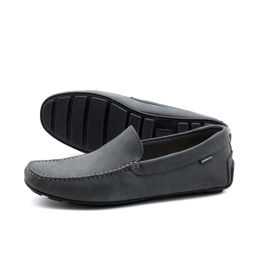 Mocassim Masculino Boss em Couro Nobuck Cinza Escuro - 9850NC Mocassim Masculino Boss em Couro Nobuck Cinza Escuro - 9850NC