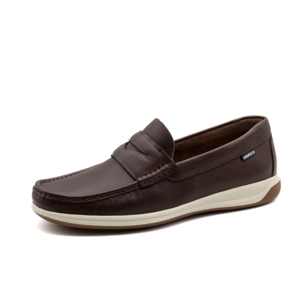 Mocassim Masculino Code em Couro Alfa Café - 9339AC