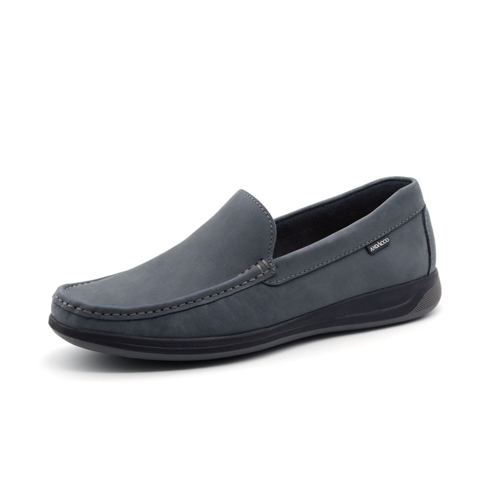 Mocassim Masculino Code em Couro Nobuck Cinza - 9335NC