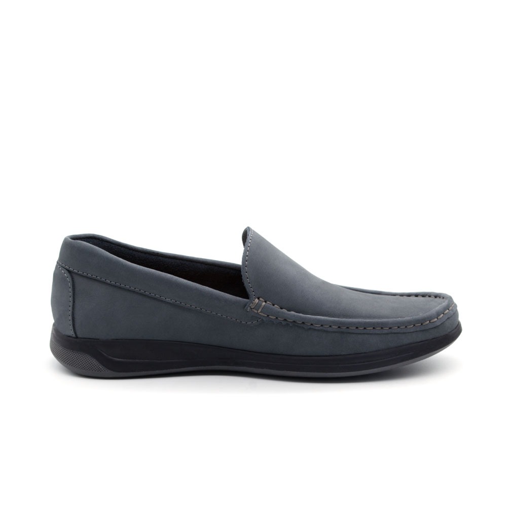 Mocassim Masculino Code em Couro Nobuck Cinza - 9335NC