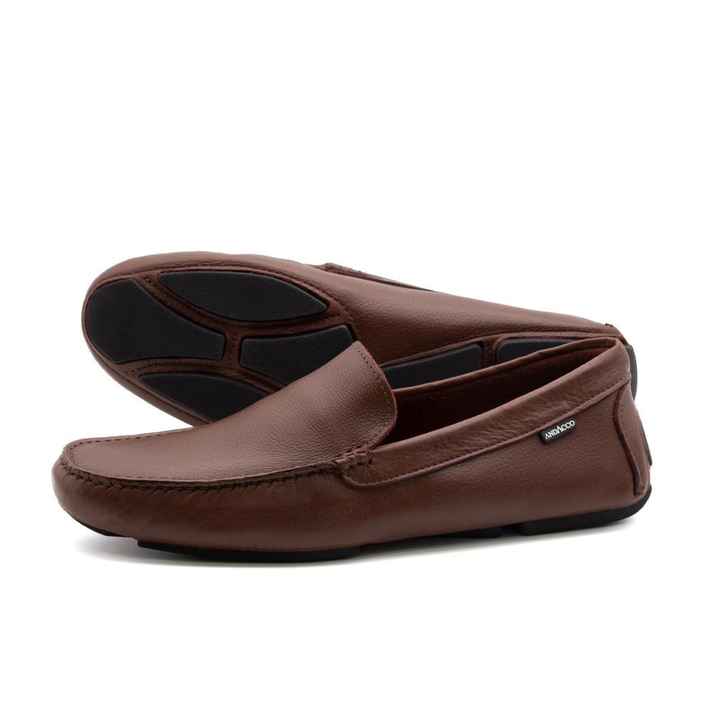 Mocassim Masculino em Couro Alfa Sépia - 9838AS