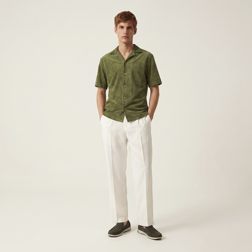 Mocassim Masculino em Couro Camurça Musgo - 9338CM Mocassim Masculino em Couro Camurça Musgo - 9338CM