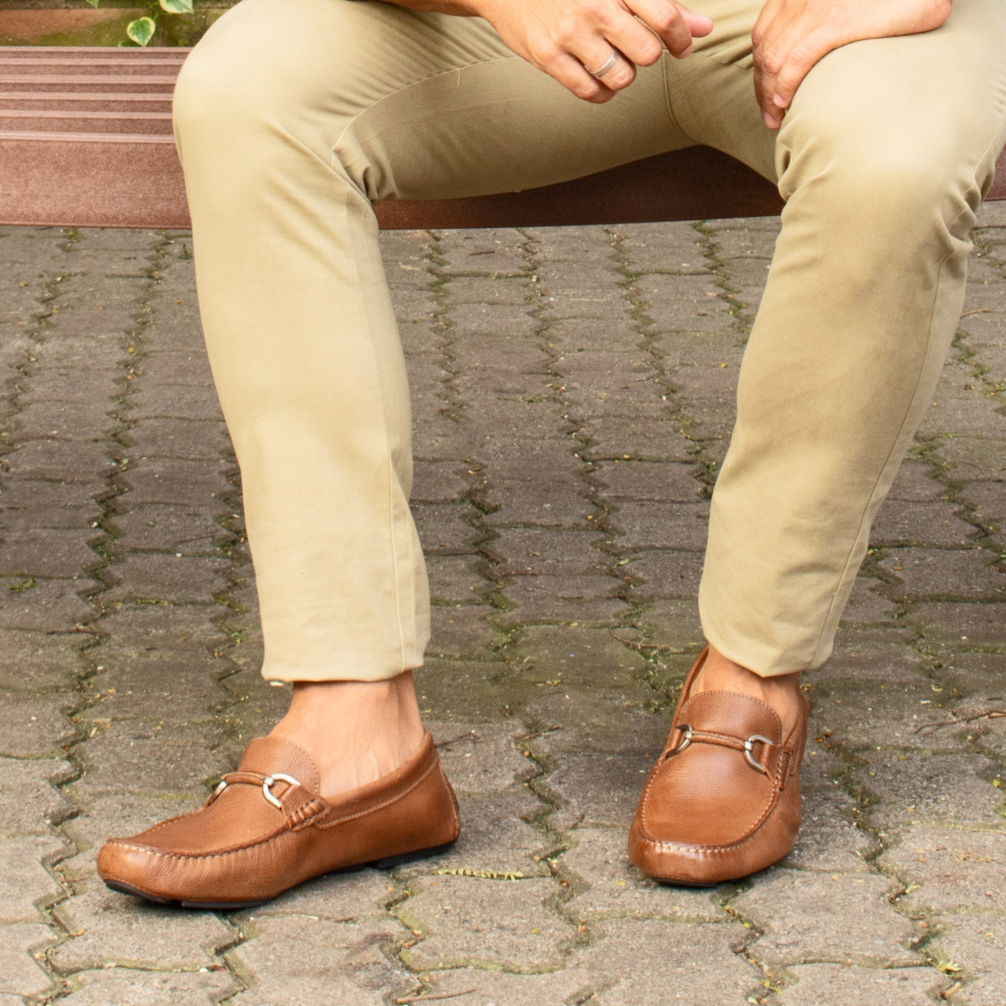 Mocassim Masculino em Couro Senna Camel - 9879SC