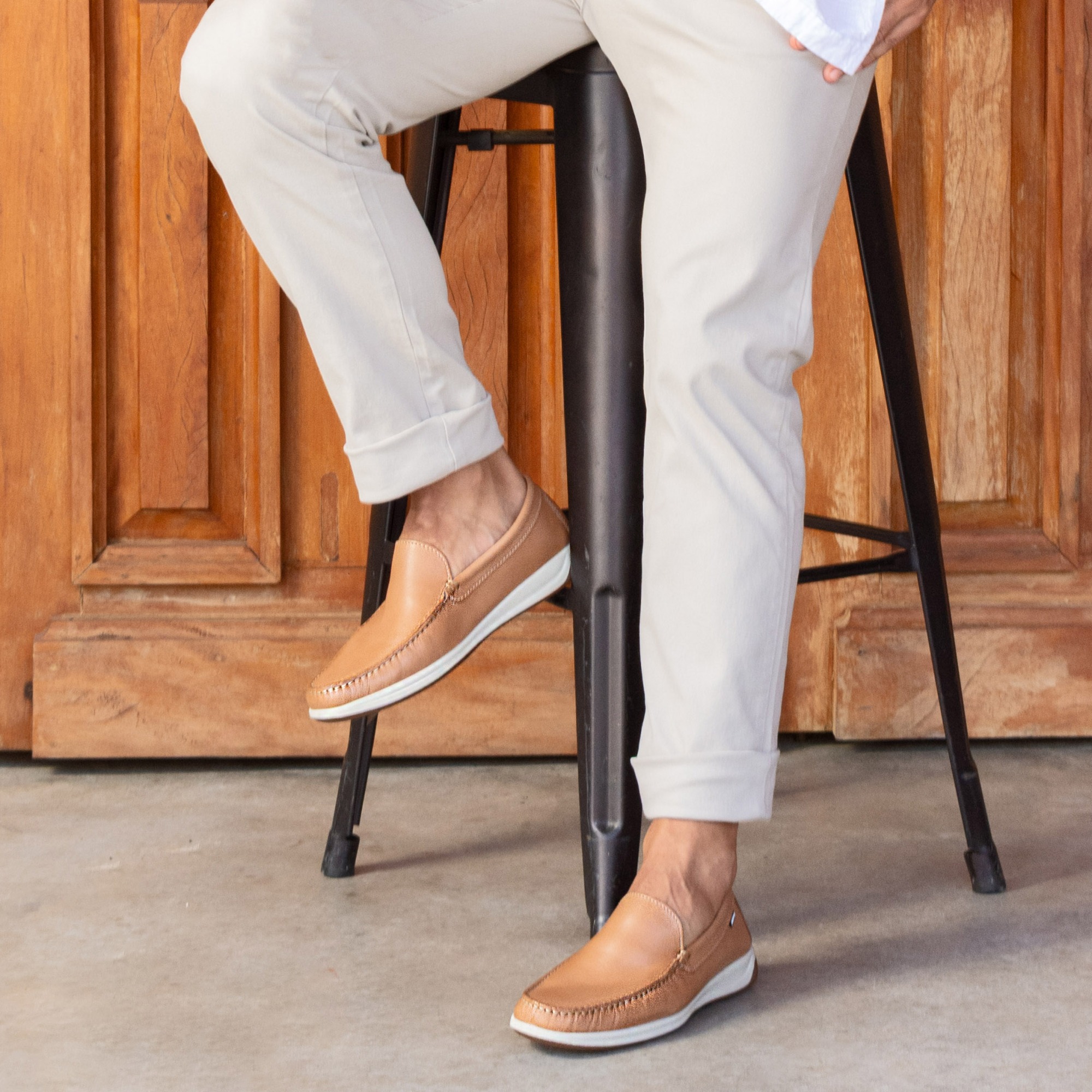 Mocassim Masculino Fretz em Couro Gales Camel - 9838GC