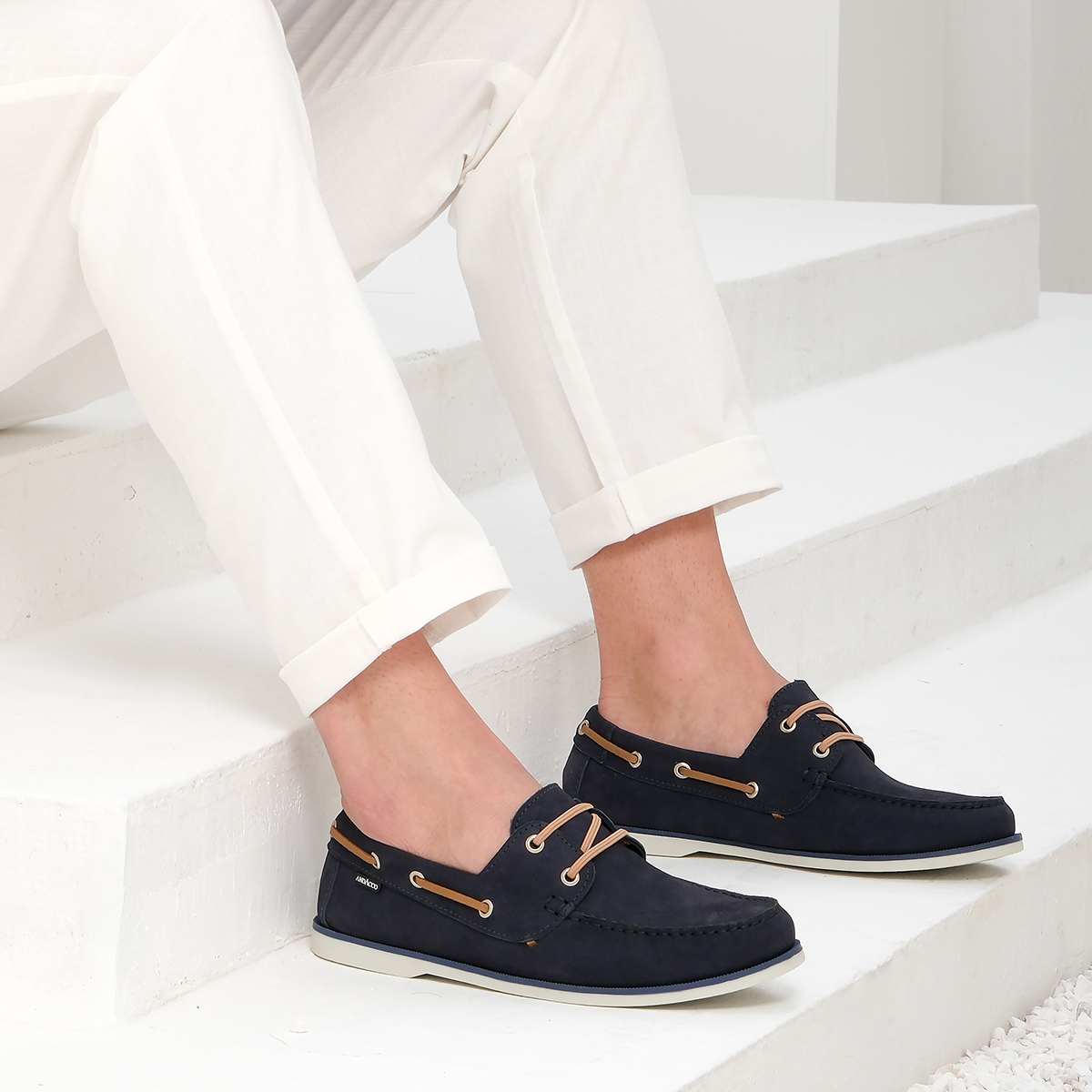 Mocassim Masculino Sider em Couro Nobuck Denim - 91005ND