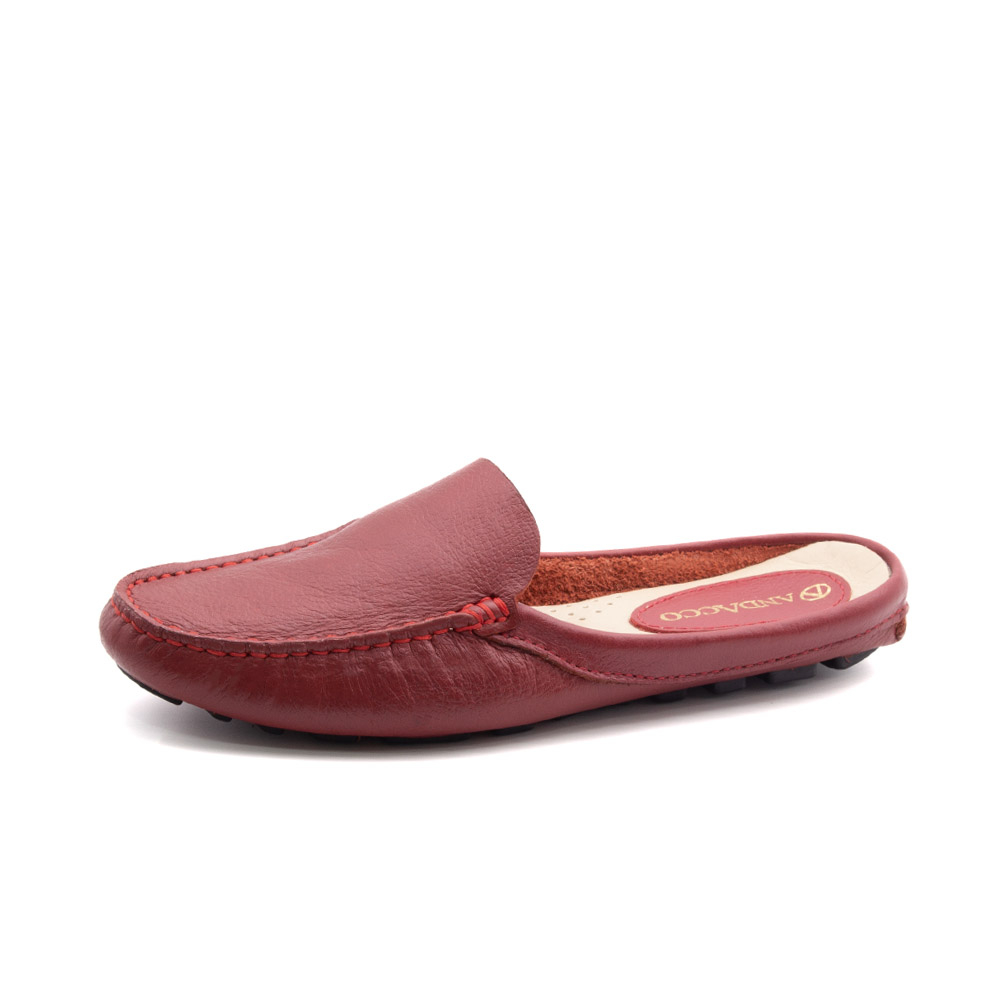Mocassim Mule Feminino em Couro Alfa Rubi - 3668AR