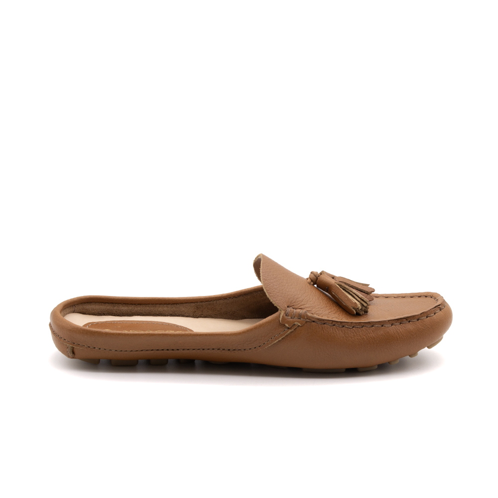 Mocassim Mule Feminino Paris em Couro Alfa Caramelo - 3647AC