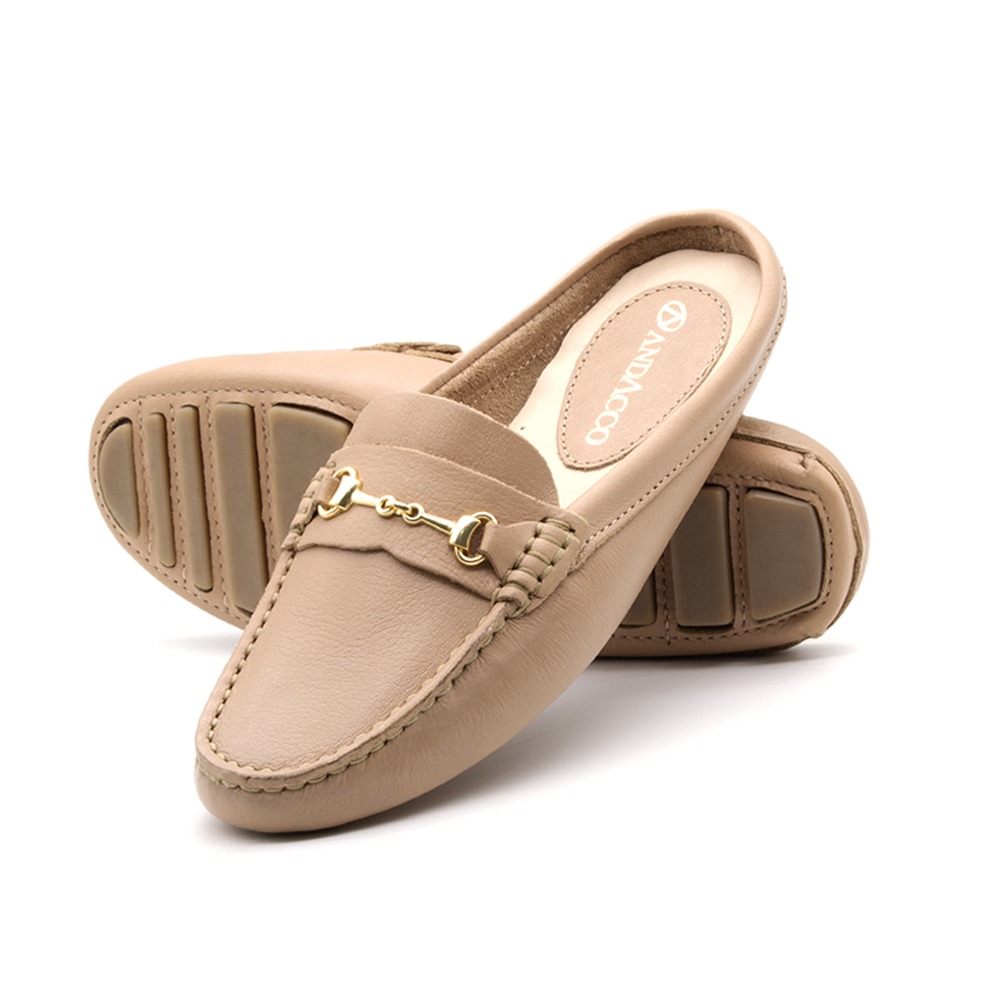 Mocassim Mule Feminino Paris em Couro Alfa Creme - 3467AC Mocassim Mule Feminino Paris em Couro Alfa Creme - 3467AC