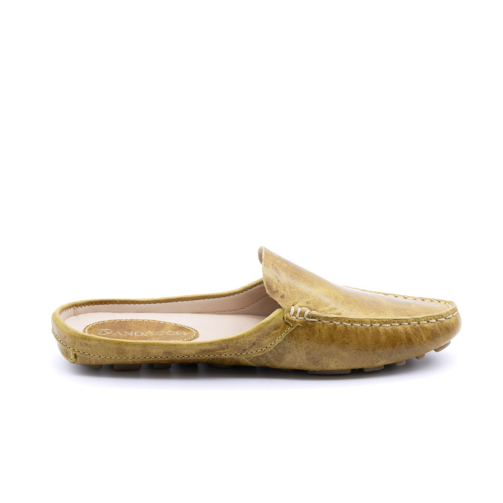 Mocassim Mule Feminino Paris em Couro Crush Amarelo - 3668CA