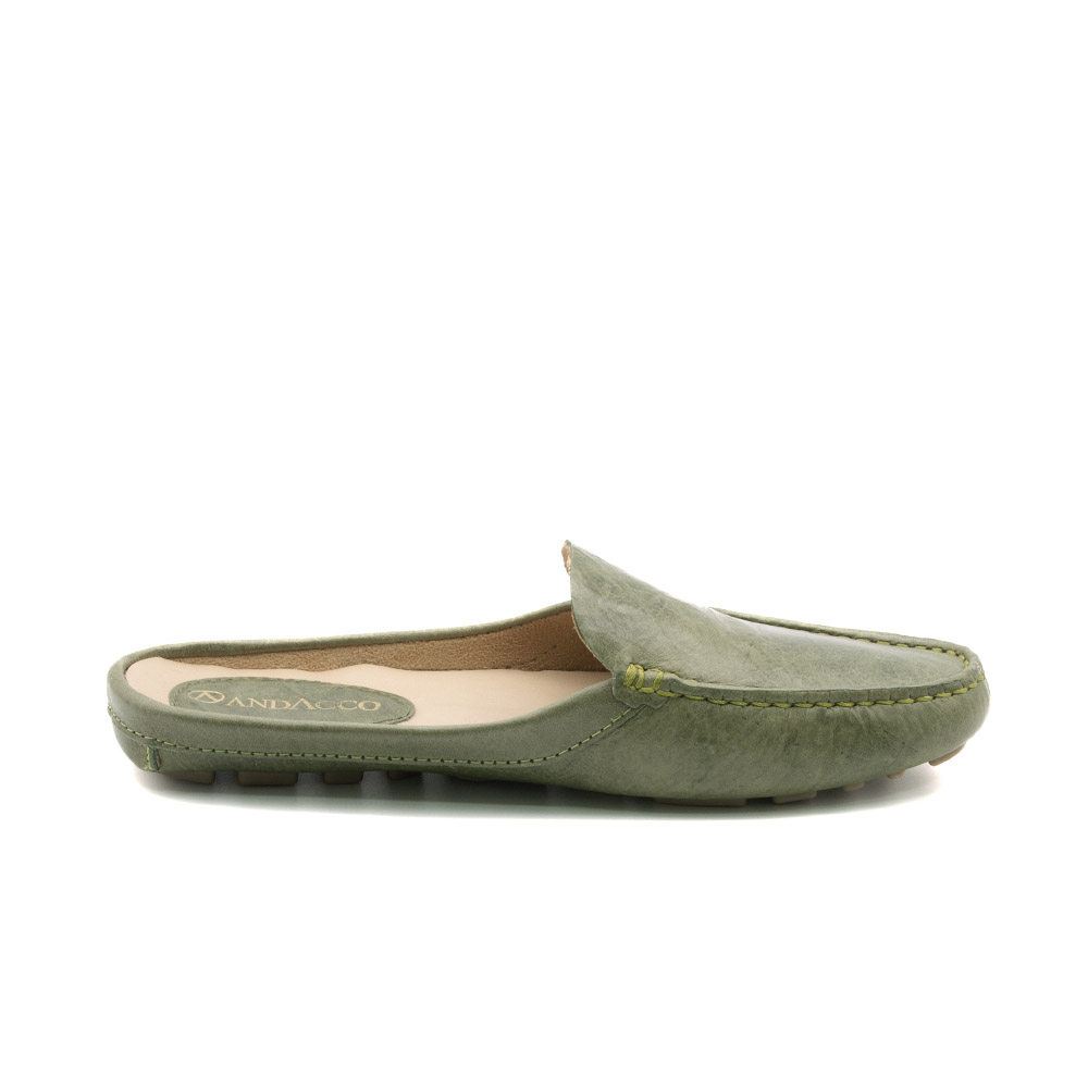 Mocassim Mule Feminino Paris em Couro Crush Mist - 3668CM Mocassim Mule Feminino Paris em Couro Crush Mist - 3668CM