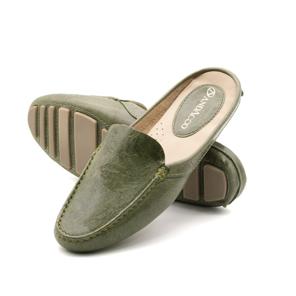 Mocassim Mule Feminino Paris em Couro Crush Mist - 3668CM Mocassim Mule Feminino Paris em Couro Crush Mist - 3668CM