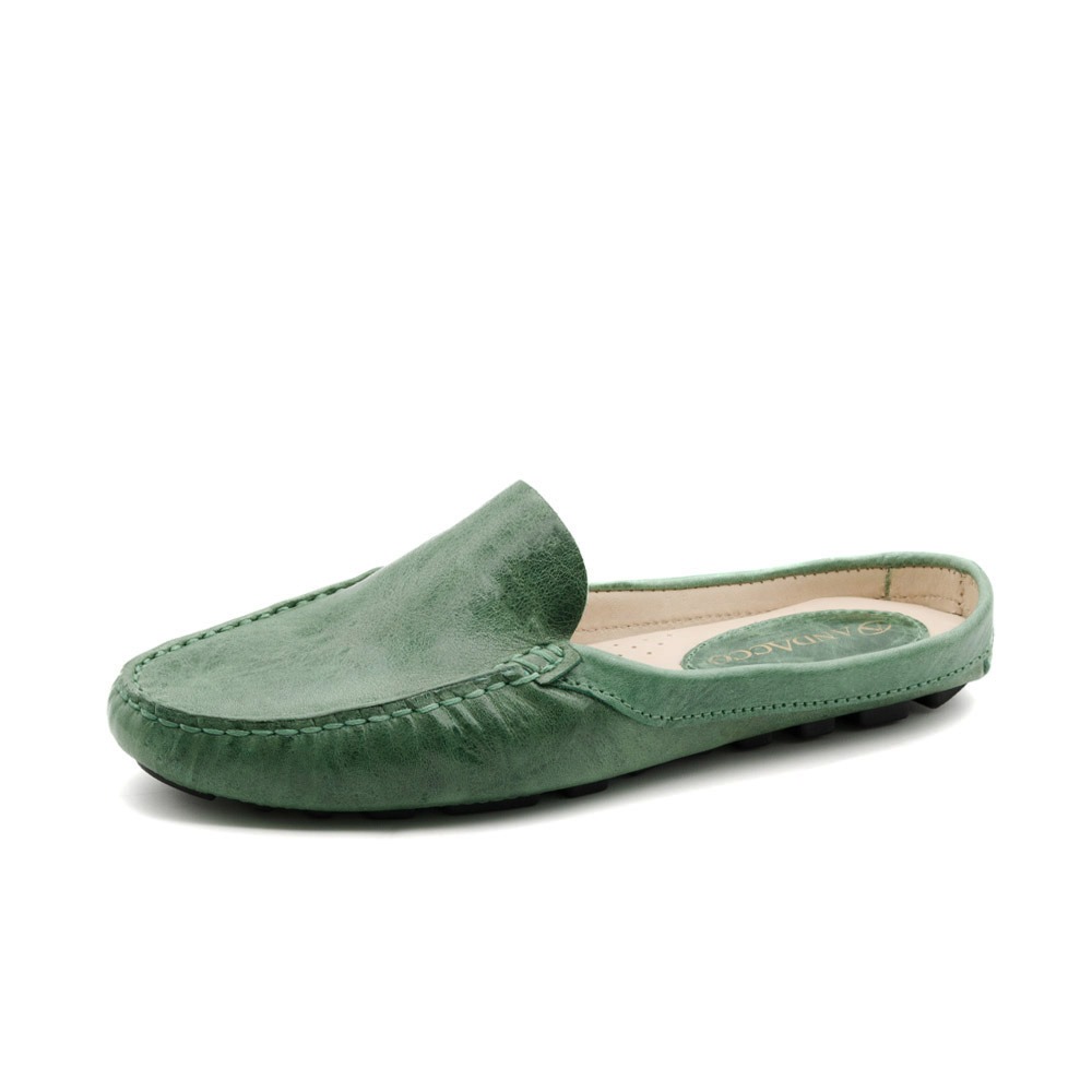 Mocassim Mule Feminino Paris em Couro Crush Verde - 3668CV