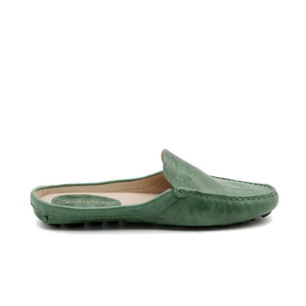 Mocassim Mule Feminino Paris em Couro Crush Verde - 3668CV