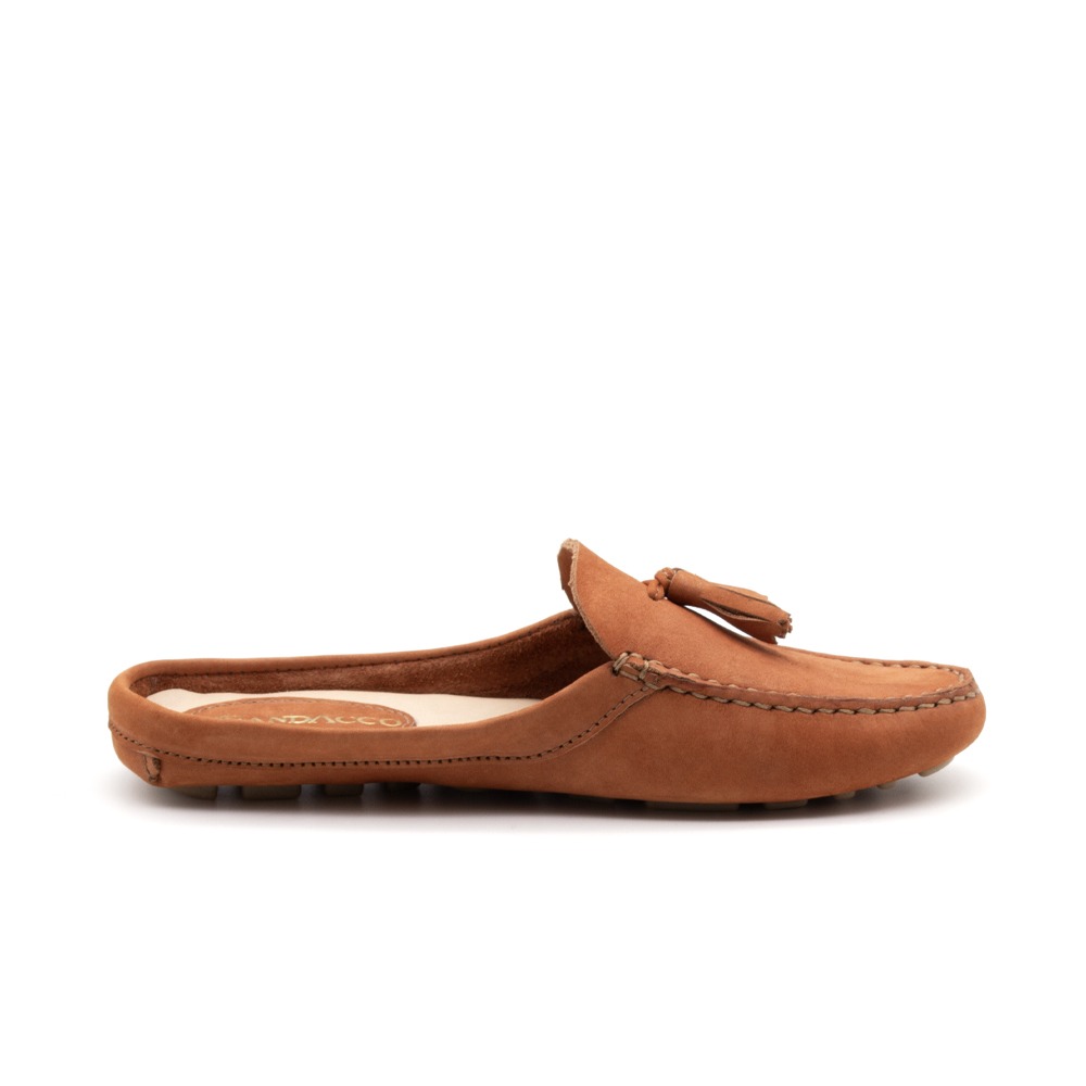 Mocassim Mule Feminino Paris em Couro Nobuck Conhaque - 3647NC Mocassim Mule Feminino Paris em Couro Nobuck Conhaque - 3647NC