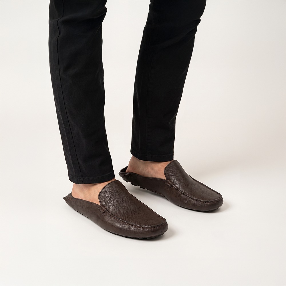 Mocassim Mule Masculino em Couro Senna Marrom - 98101SC