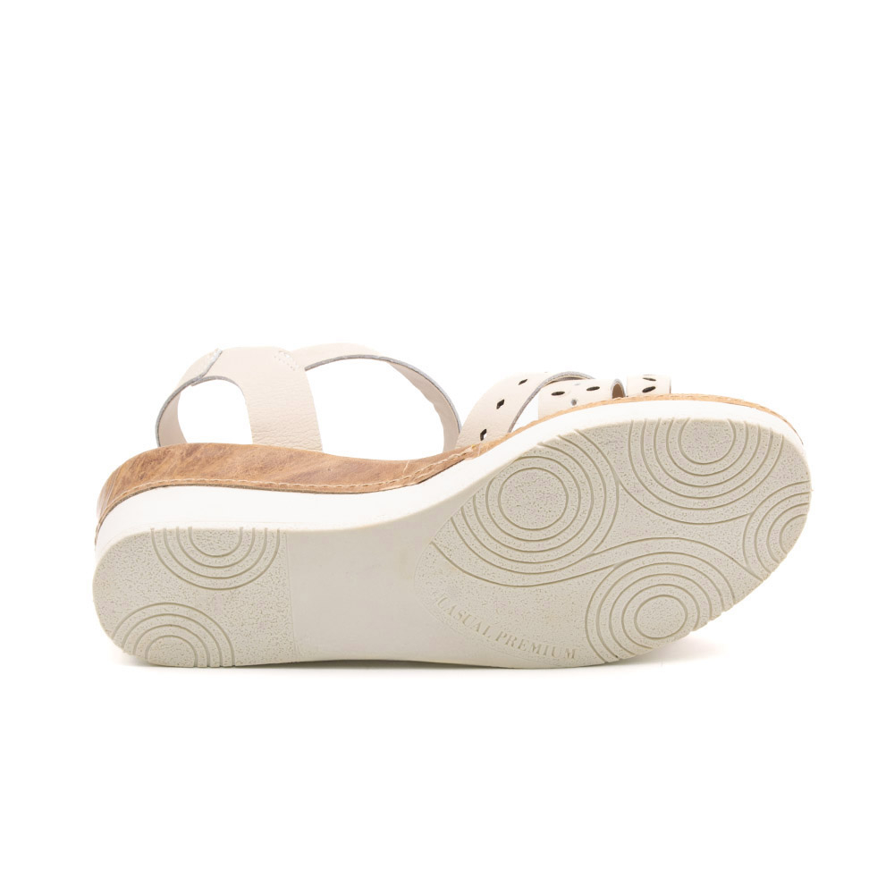 Sandália Anabela Bella em Couro Alfa Off White - 19130AO Sandália Anabela Bella em Couro Alfa Off White - 19130AO