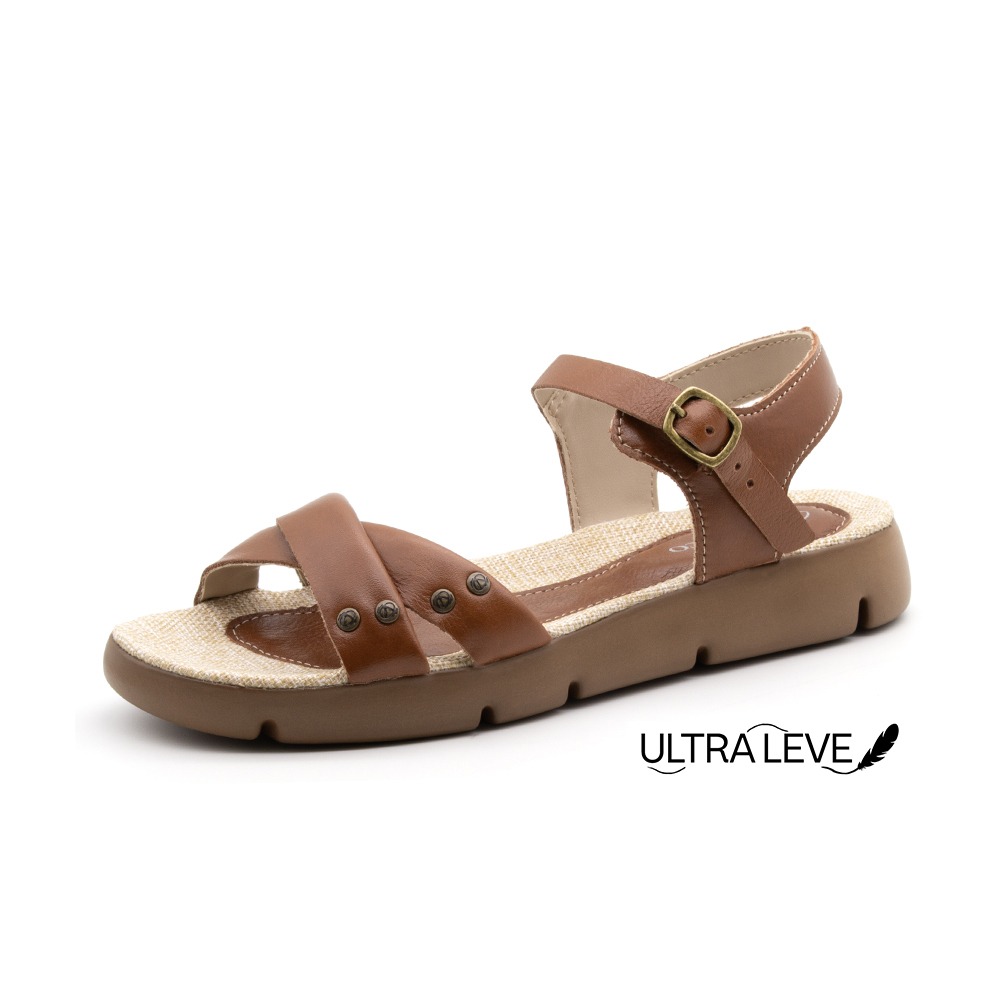 Sandália Flatform Bonnie em Couro Alfa Conhaque - 11100AC