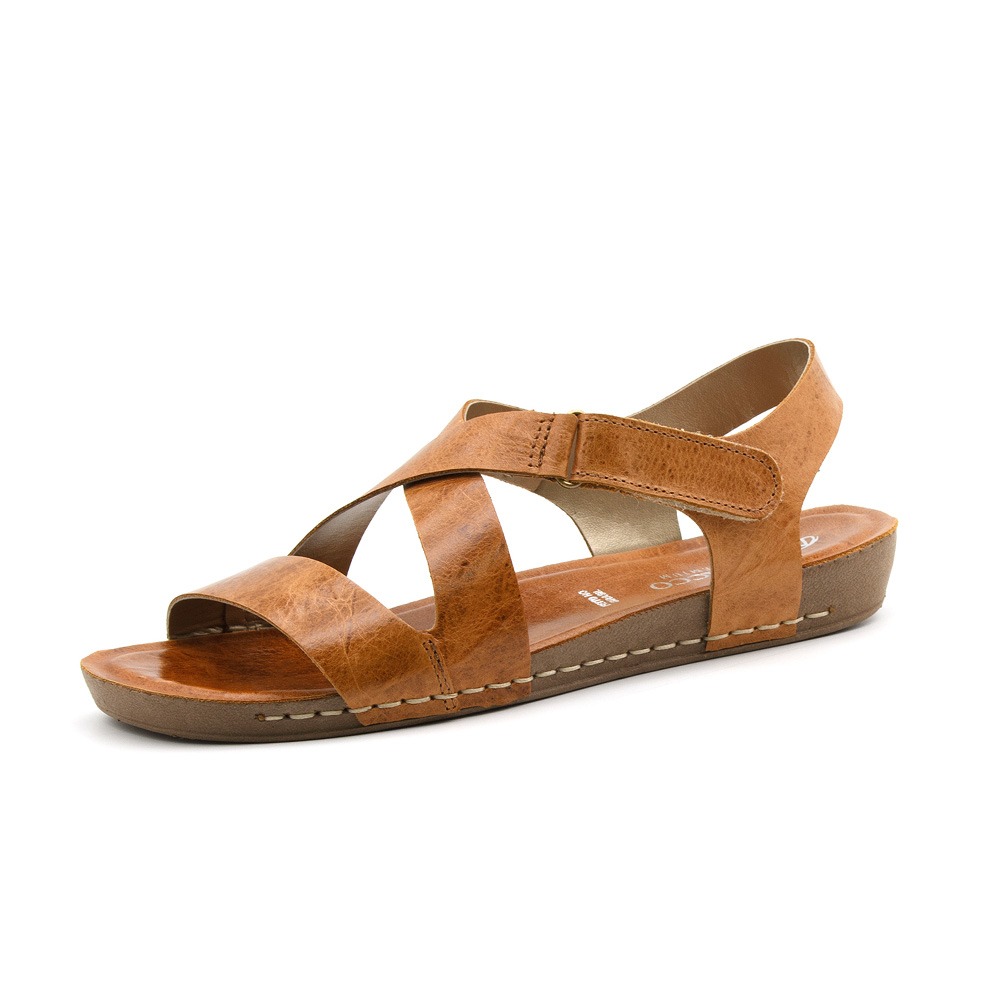Sandália Flatform Goa em Couro Crush Caramelo - 14229CC