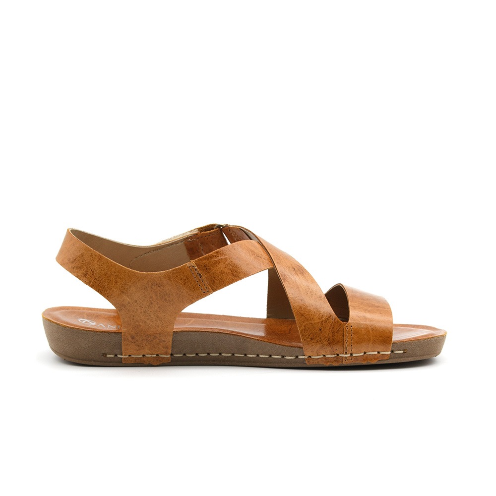 Sandália Flatform Goa em Couro Crush Caramelo - 14229CC