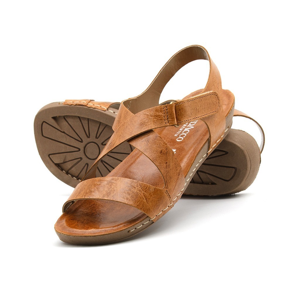 Sandália Flatform Goa em Couro Crush Caramelo - 14229CC