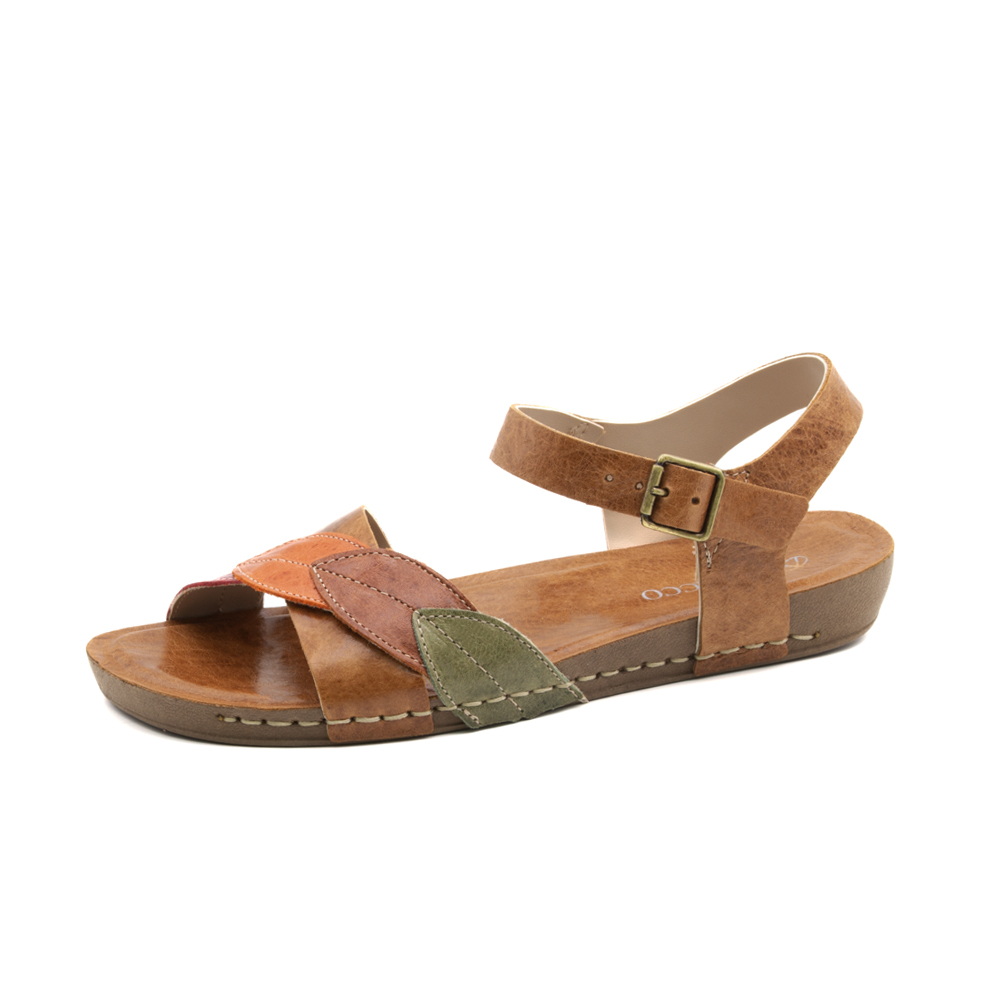 Sandália Flatform Goa em Couro Crush Caramelo - 14289CC