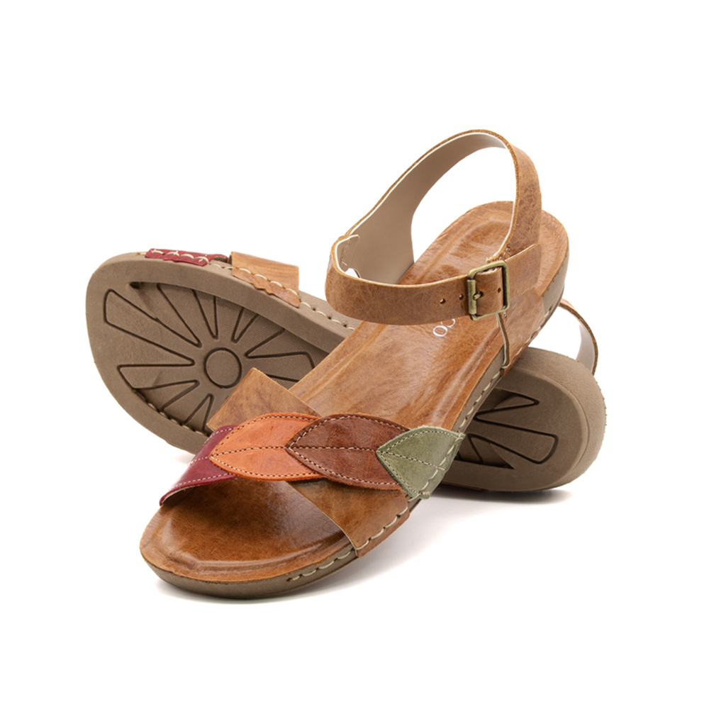 Sandália Flatform Goa em Couro Crush Caramelo - 14289CC