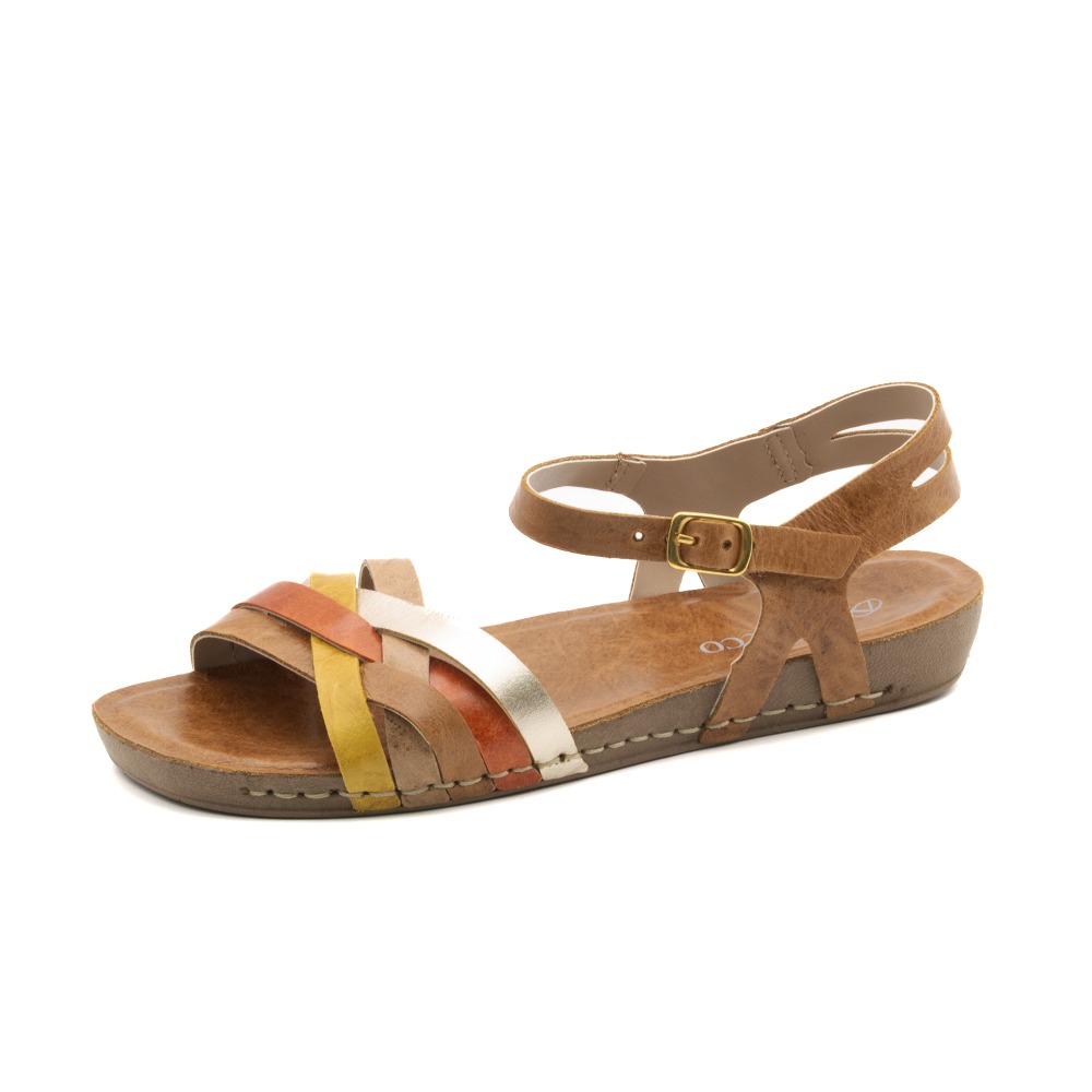 Sandália Flatform Goa em Couro Crush Caramelo - 14297CC