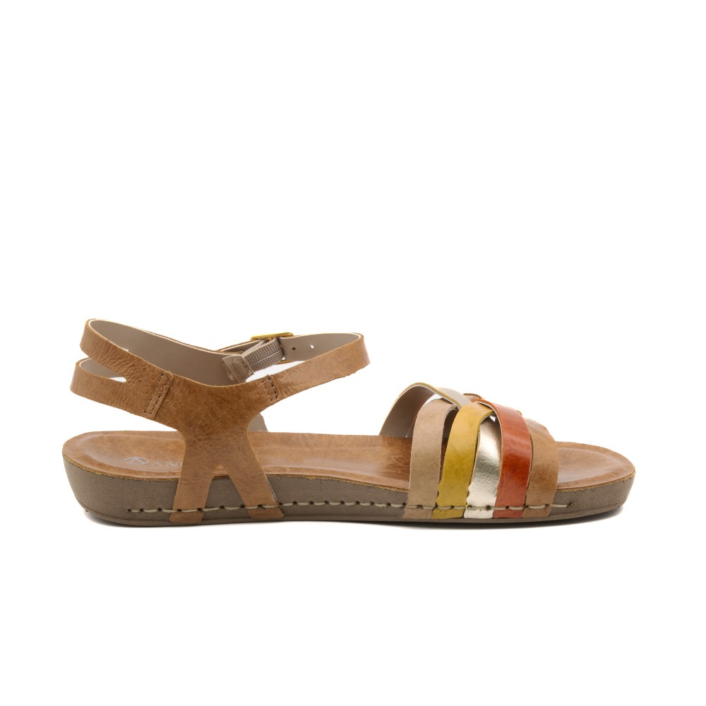 Sandália Flatform Goa em Couro Crush Caramelo - 14297CC
