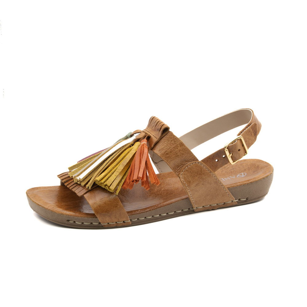 Sandália Flatform Goa em Couro Crush Caramelo - 14300CC