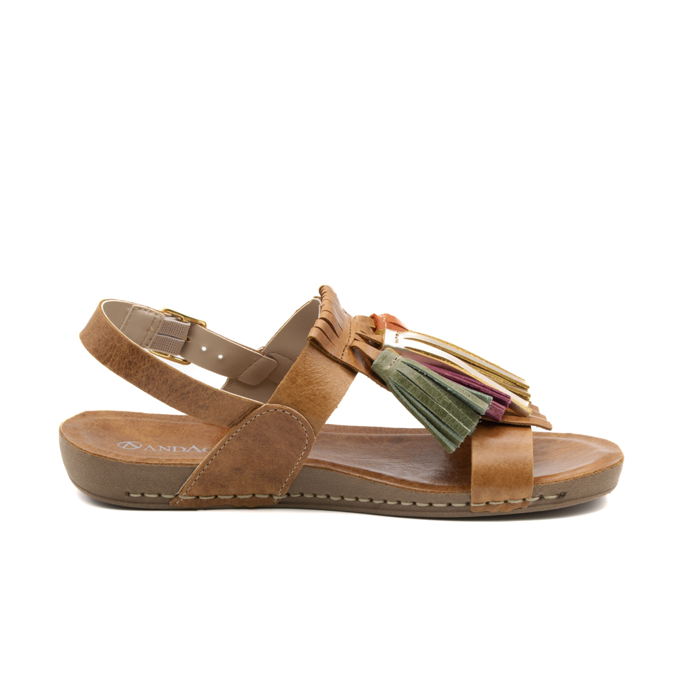 Sandália Flatform Goa em Couro Crush Caramelo - 14300CC