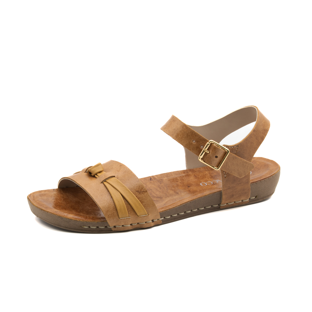 Sandália Flatform Goa em Couro Crush Caramelo - 14304CC