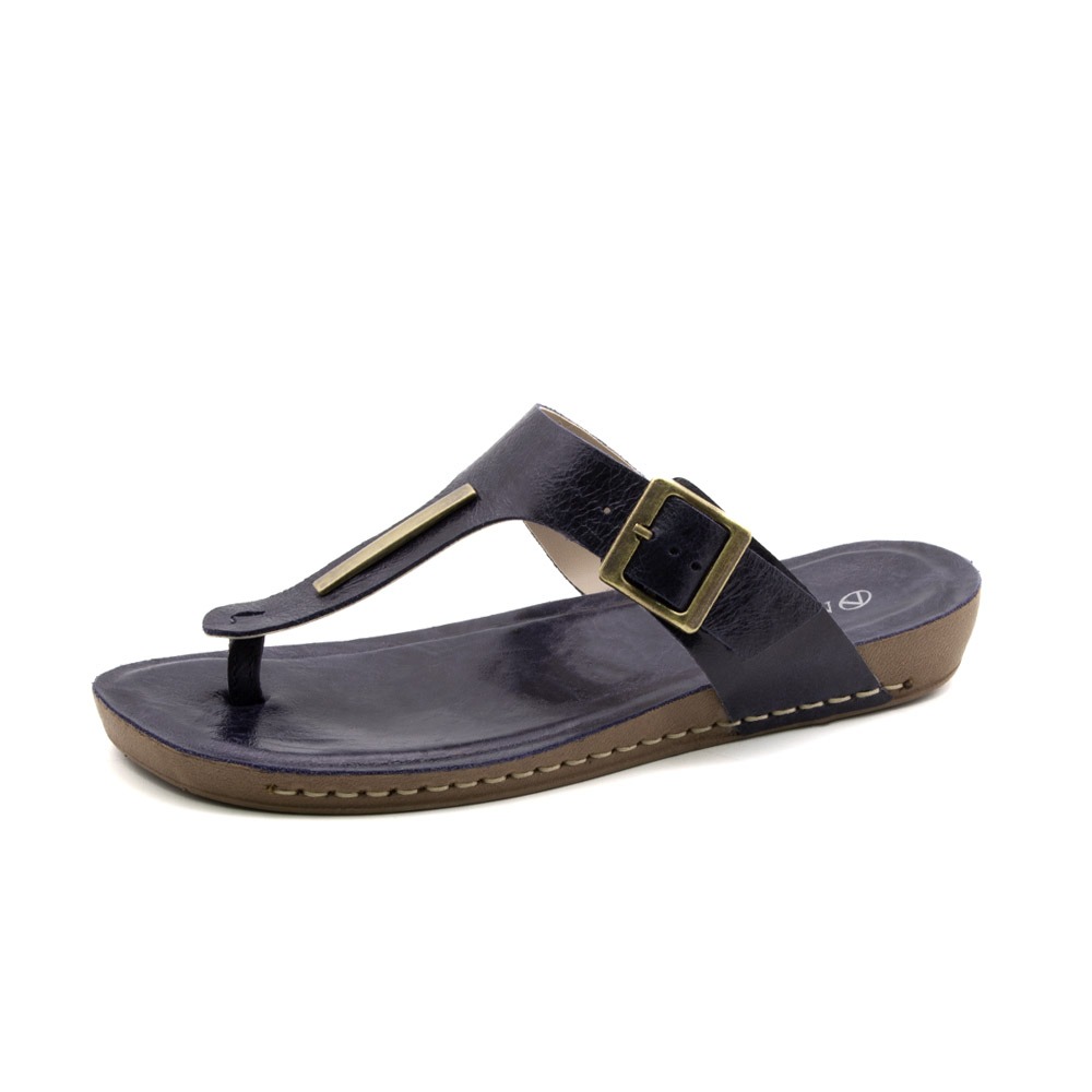 Sandália Flatform Goa em Couro Crush Dark Blue - 14298CD