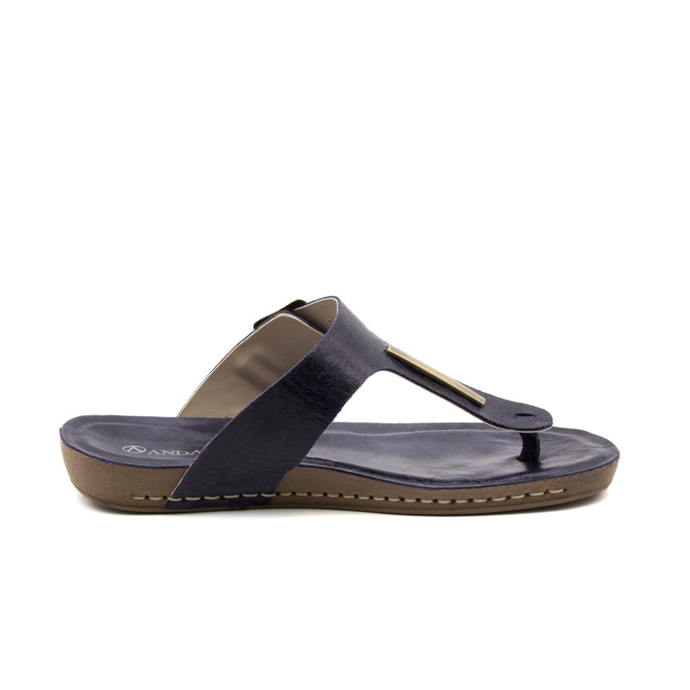 Sandália Flatform Goa em Couro Crush Dark Blue - 14298CD