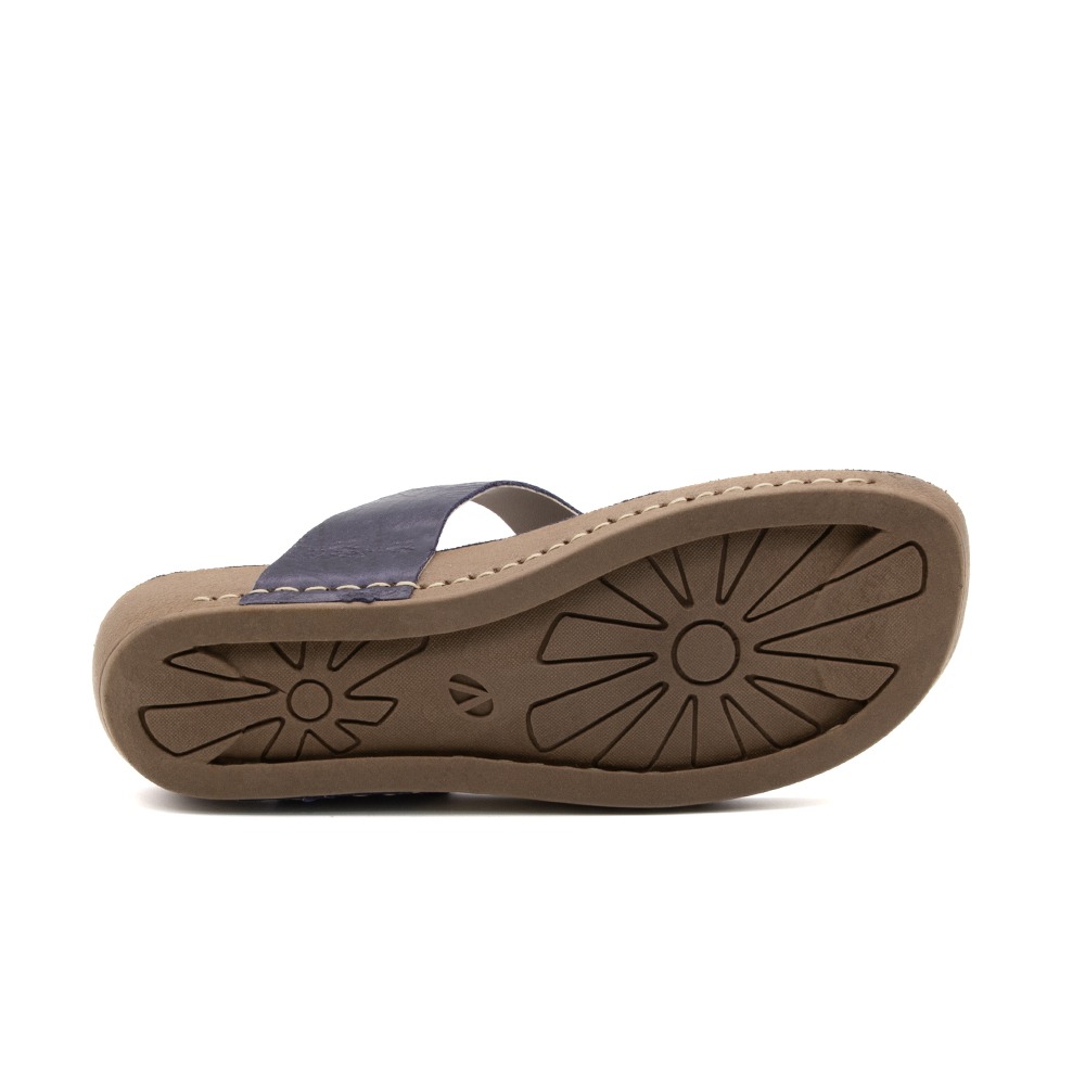 Sandália Flatform Goa em Couro Crush Dark Blue - 14298CD
