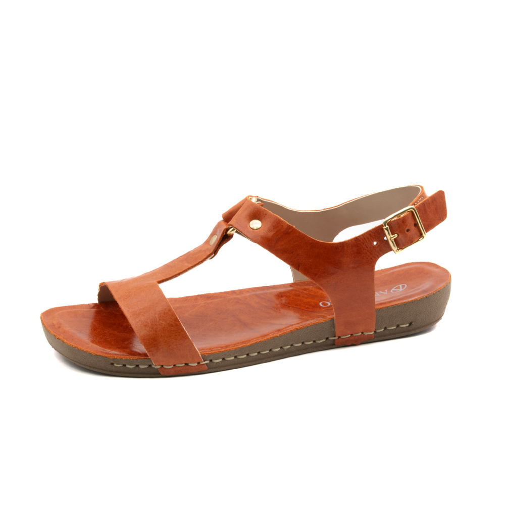 Sandália Flatform Goa em Couro Crush Laranja - 14305CCL