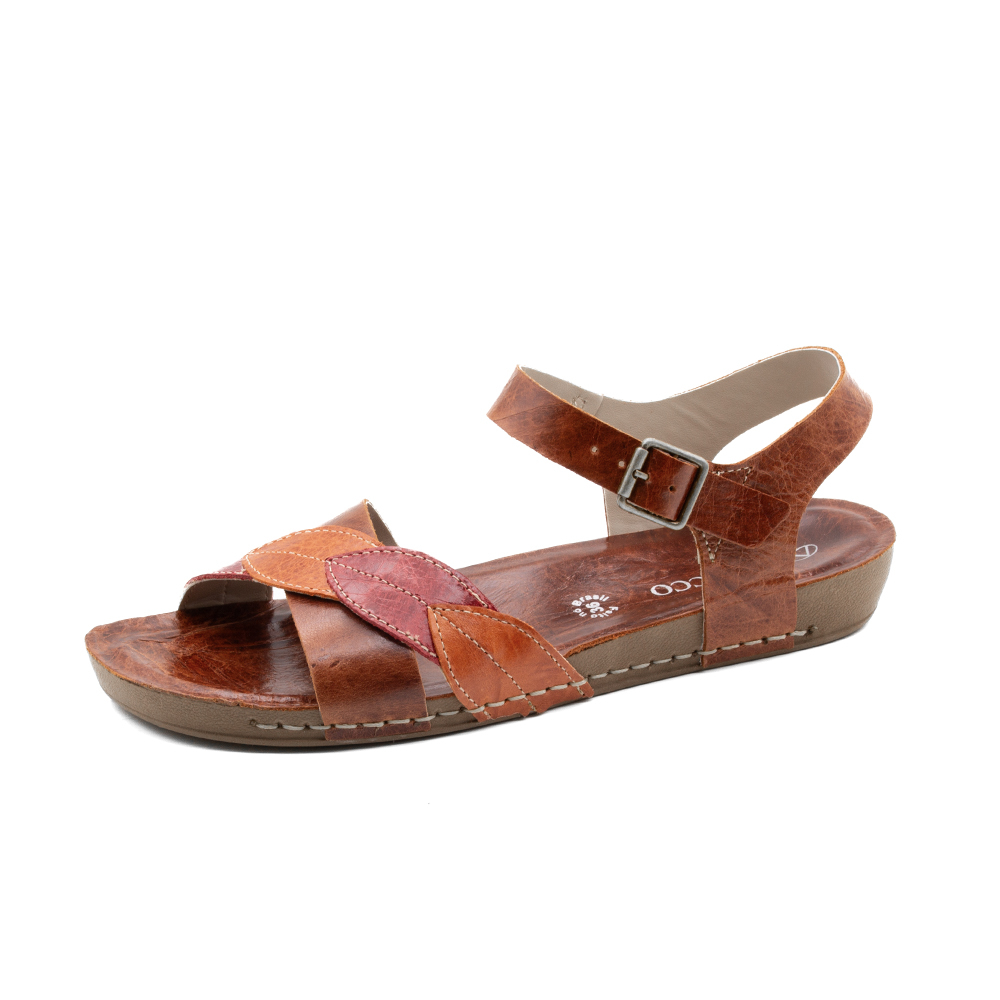 Sandália Flatform Goa em Couro Crush Rust - 14289CR