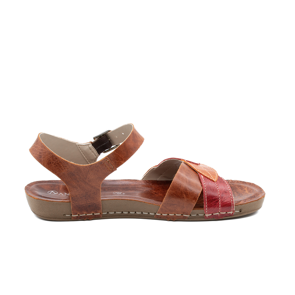 Sandália Flatform Goa em Couro Crush Rust - 14289CR