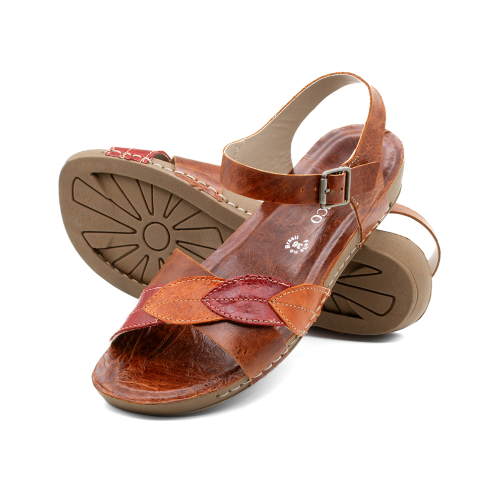 Sandália Flatform Goa em Couro Crush Rust - 14289CR