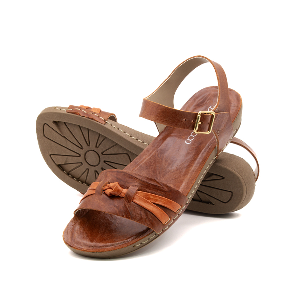 Sandália Flatform Goa em Couro Crush Rust - 14304CR