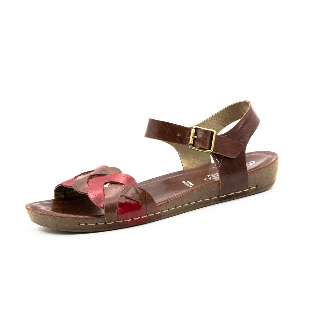 Sandália Flatform Goa em Couro Crush Sépia Rosso - 14271CS