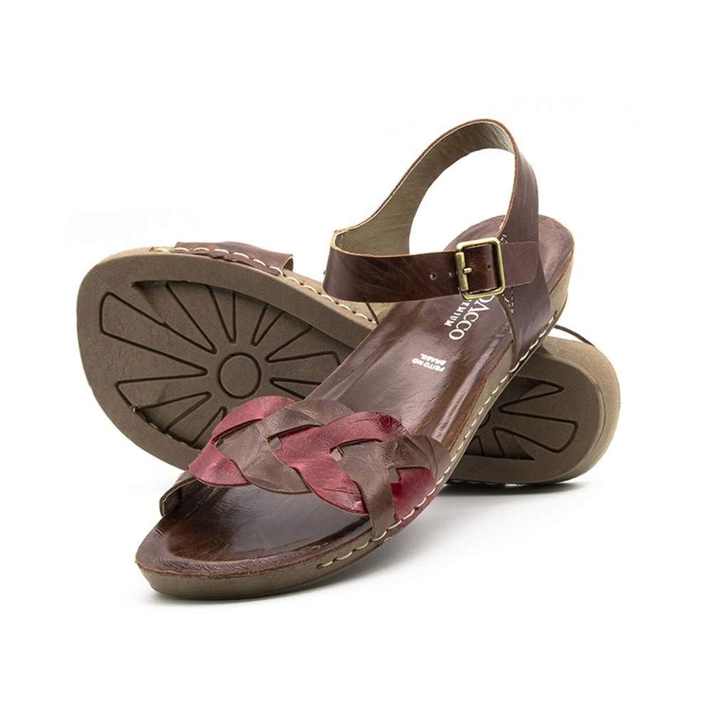 Sandália Flatform Goa em Couro Crush Sépia Rosso - 14271CS