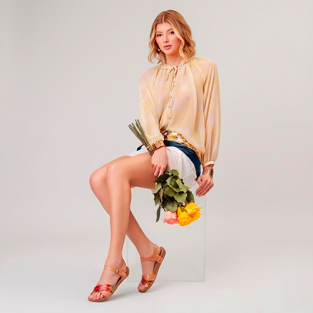 Sandália Flatform Goa em Couro Crush Tapioca - 14289CT Sandália Flatform Goa em Couro Crush Tapioca - 14289CT