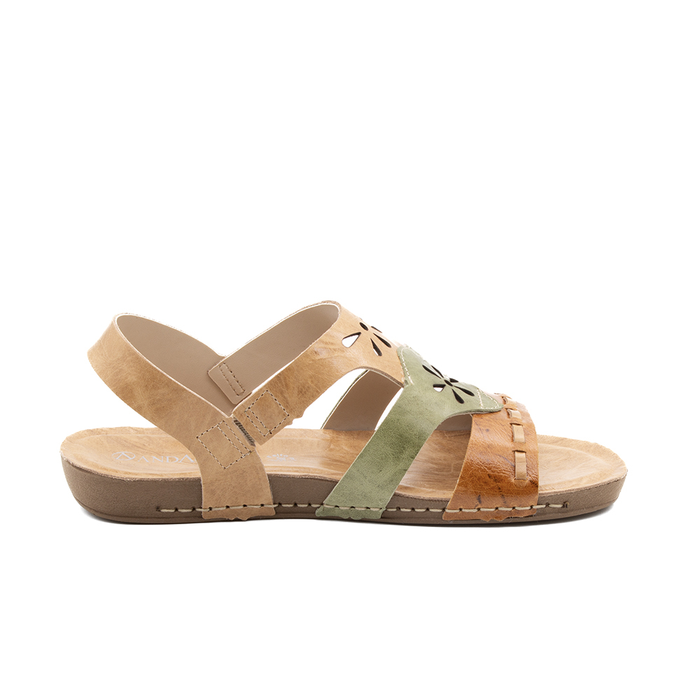 Sandália Flatform Goa em Couro Crush Tapioca - 14290CT